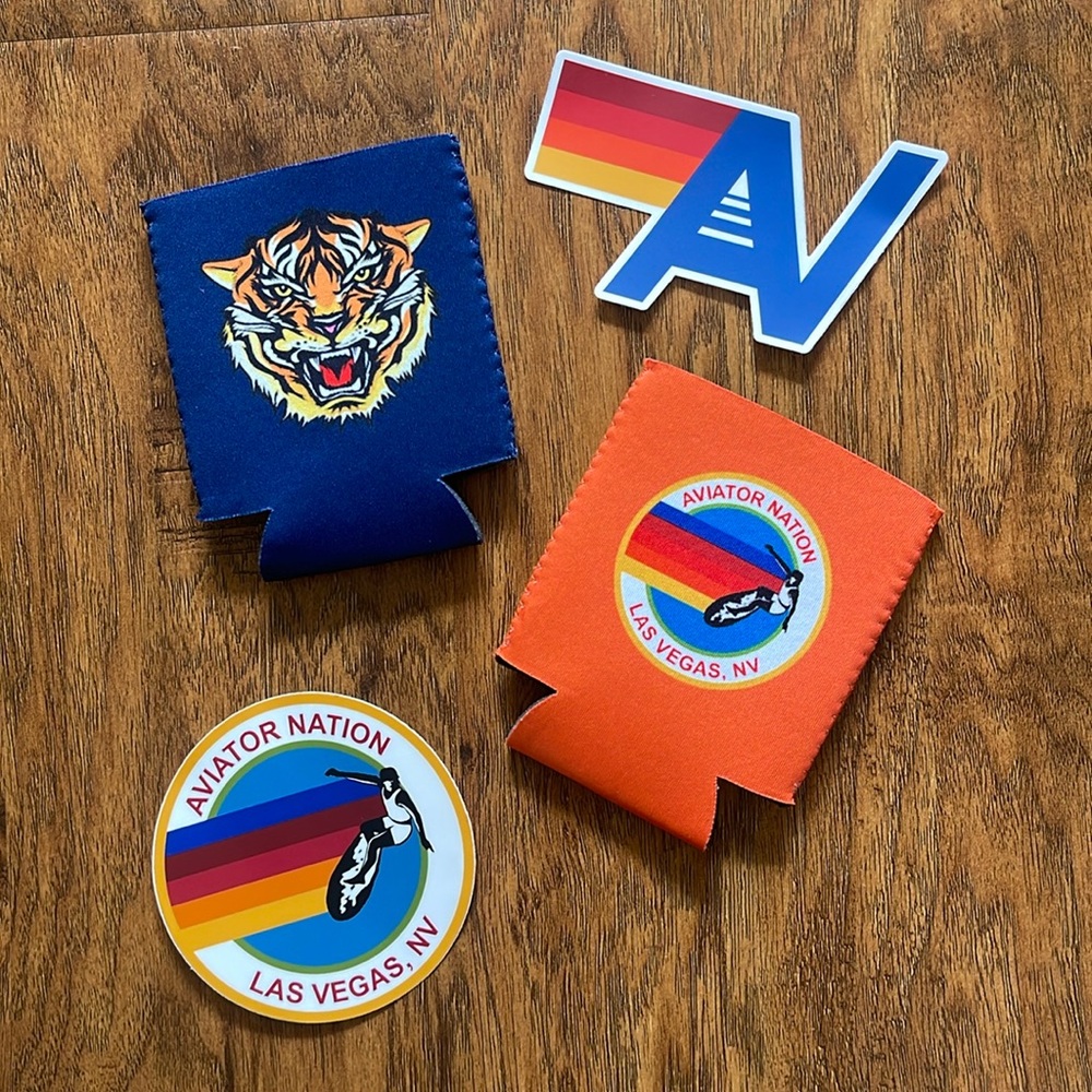 NEW Aviator Nation Las Vegas coozie/sticker bundle